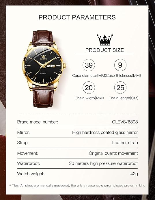 Classic Waterproof Leather Strap Mens Watch