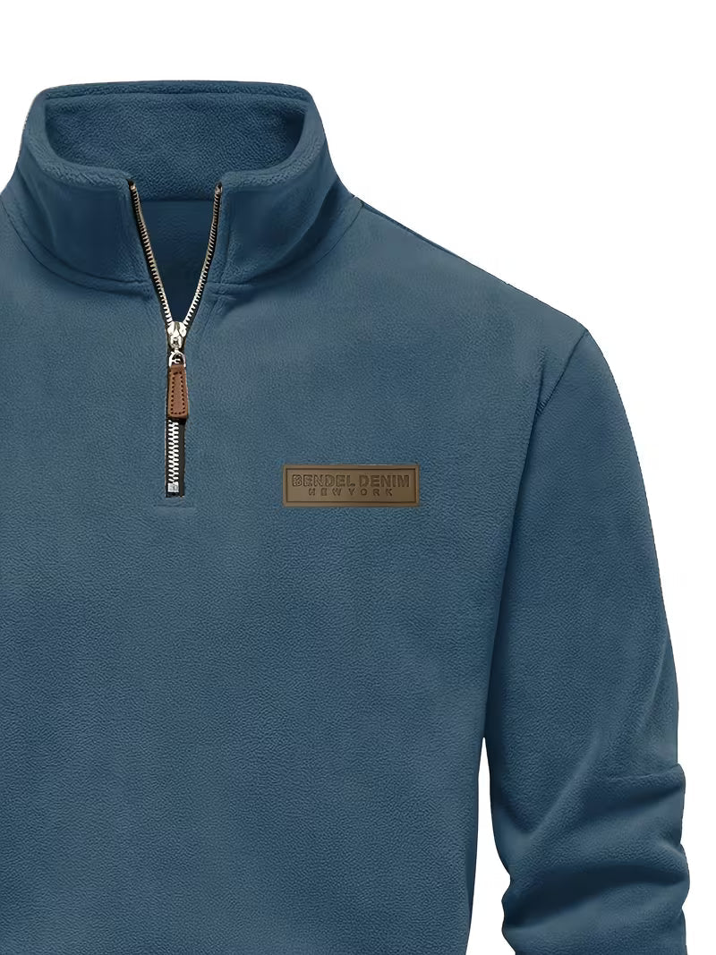 Fleece Lined Half Zip Pullover Warm Casual Winter Sweatshirt