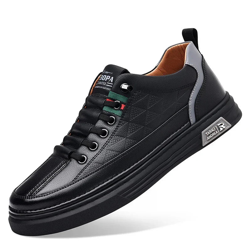 Men's Genuine Leather Sneakers Lightweight Comfort Casual Shoes