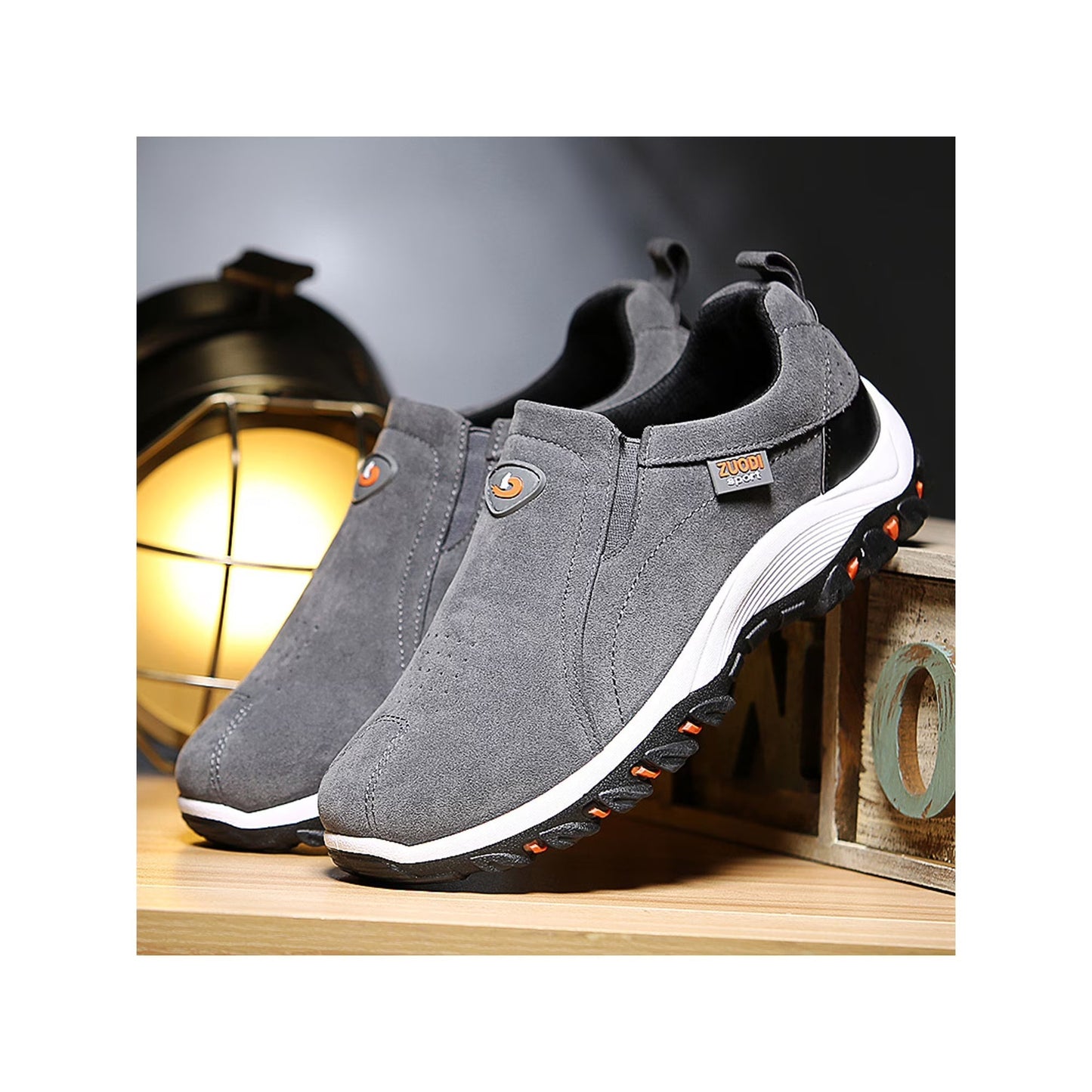 Men's Outdoor Walking Shoes Comfortable Slip On Hiking Sneakers
