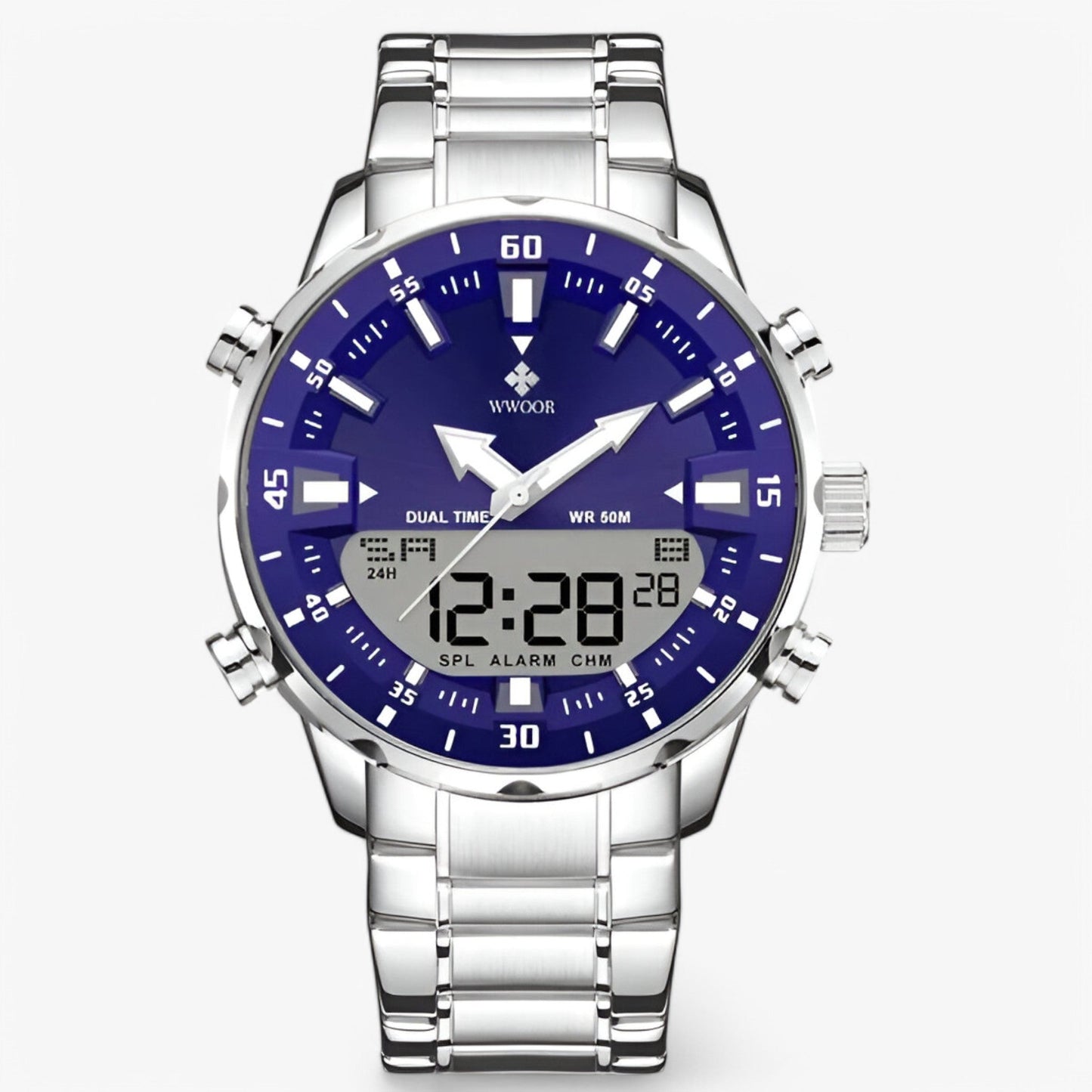 Military Chronograph Watch Stainless Steel Tactical Analog Wristwatch
