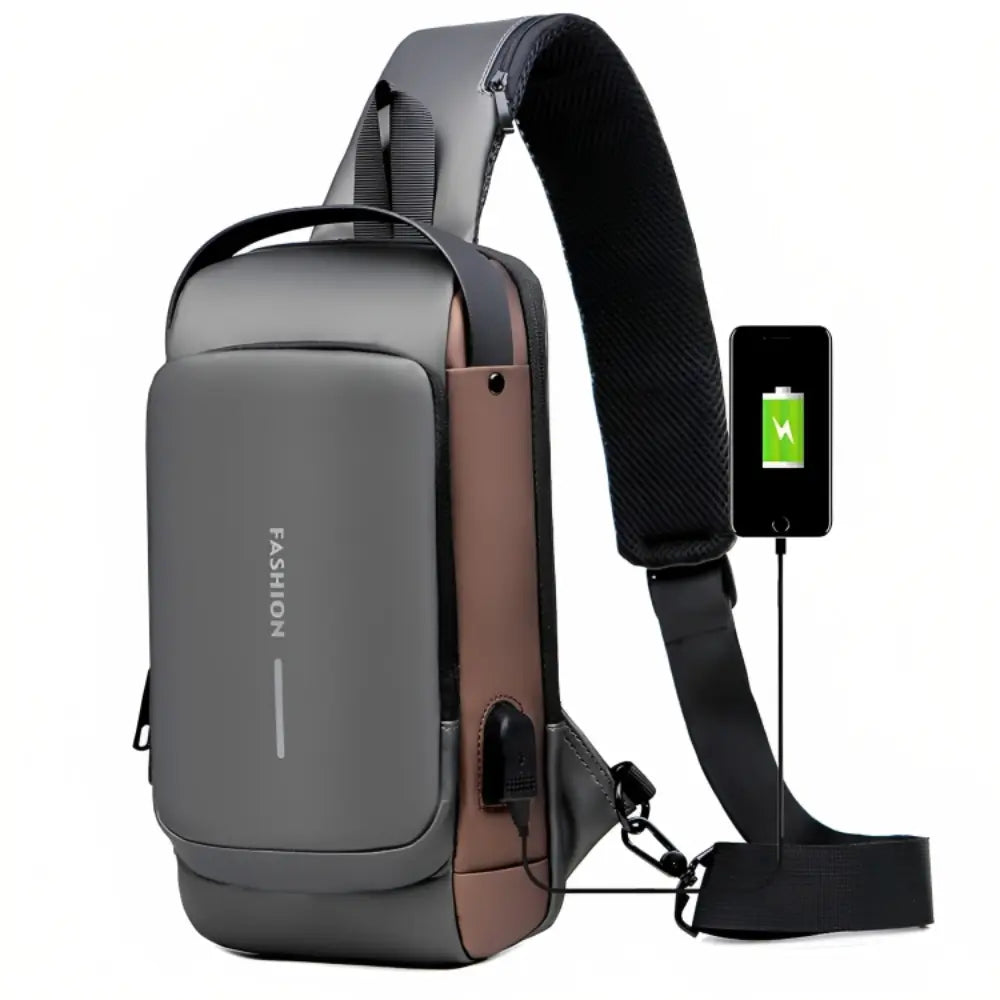 Vexopia - Men’s Waterproof Crossbody Bag with Security Lock and USB Charging Port