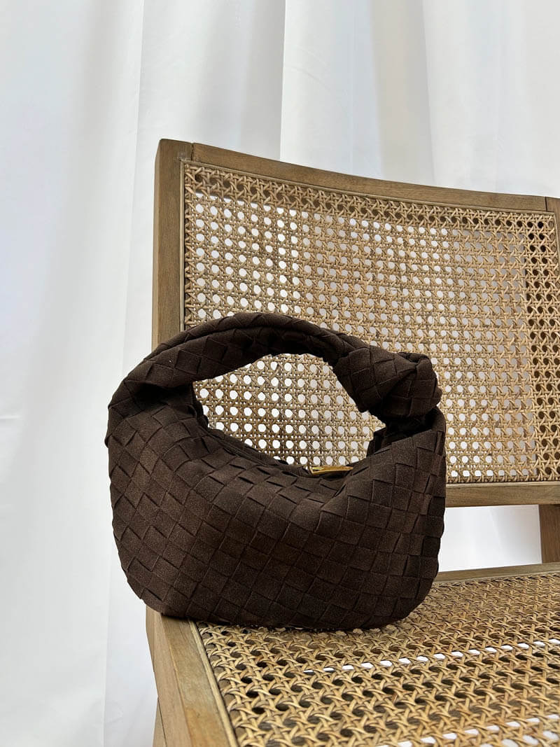 Vexopia – Women’s Mini Vegan Suede Shoulder Bag with Woven Knot Design