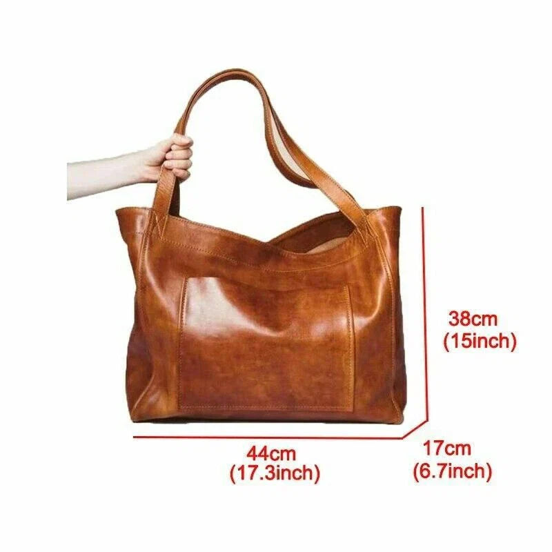 Vintage Leather Shoulder Bag Retro Crossbody Handbag