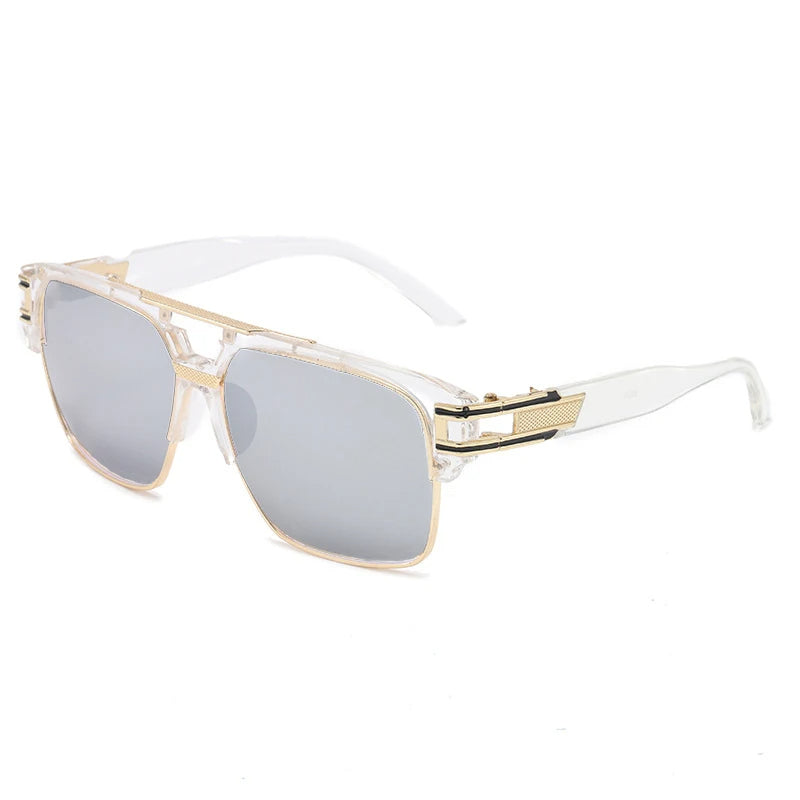 Vintage Square Sunglasses Mirrored Lens Luxury Fashion Eyewear