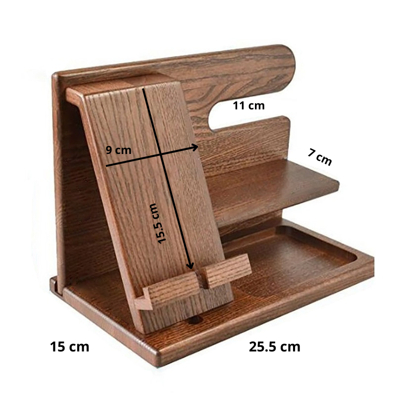 Wooden Phone Docking Station Desk Organizer Stand