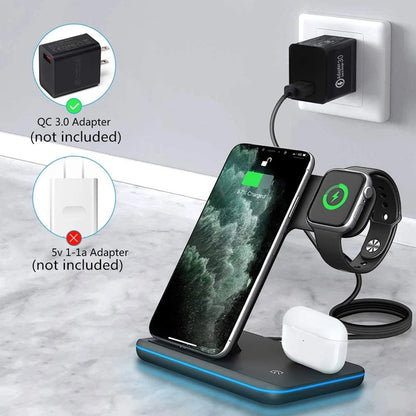 15W Wireless Charging Station for iPhone Apple Watch and AirPods