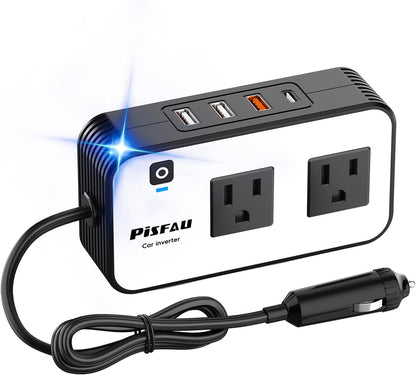 200W Car Power Inverter with USB-C Fast Charging Portable DC to AC Converter