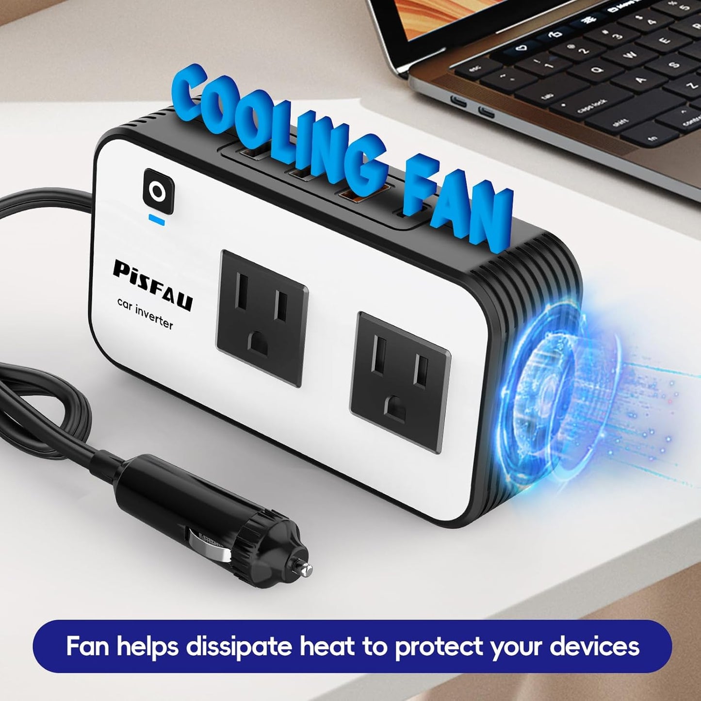 200W Car Power Inverter with USB-C Fast Charging Portable DC to AC Converter