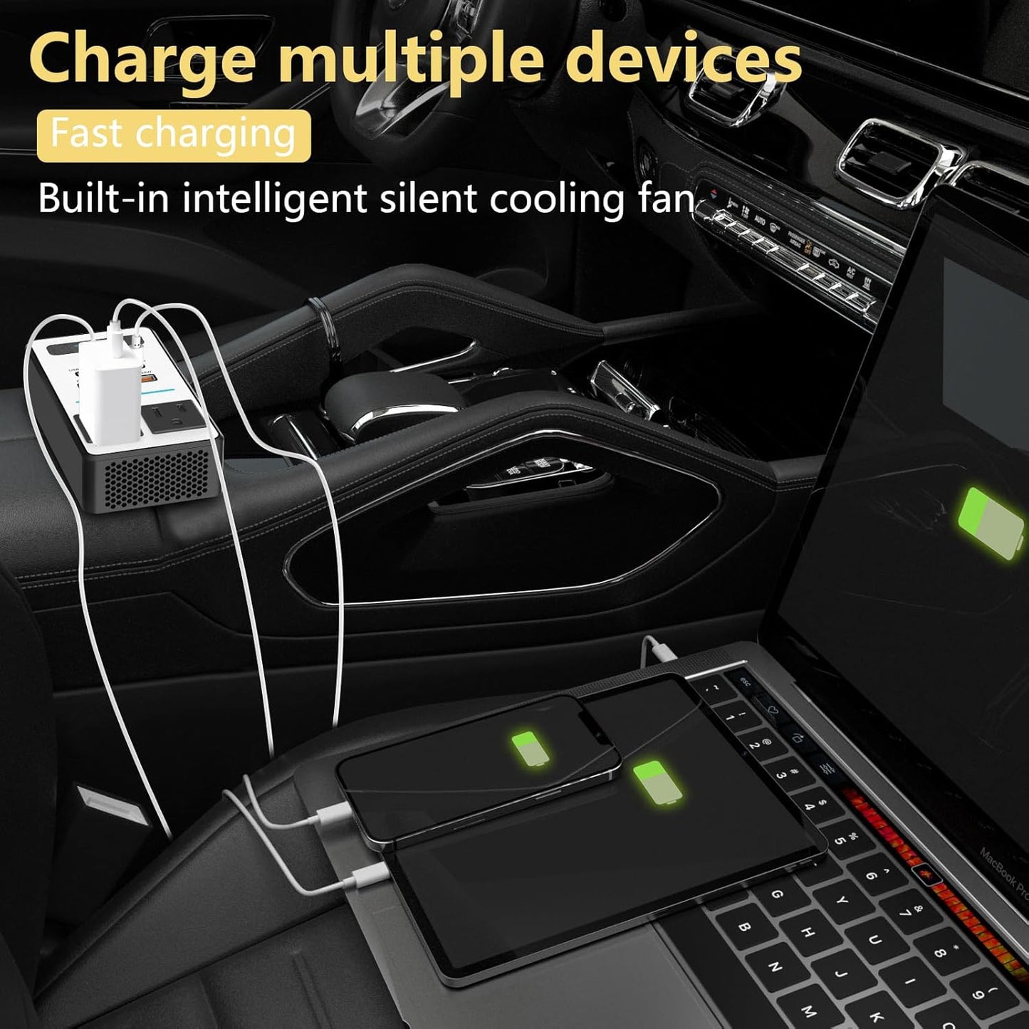 200W Car Power Inverter with USB-C Fast Charging Portable DC to AC Converter