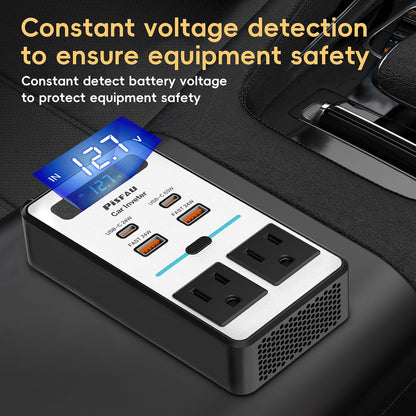 200W Car Power Inverter with USB-C Fast Charging Portable DC to AC Converter