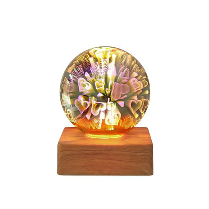 3D Crystal Ball Lamp LED Firework Effect USB Night Light Color Changing Bedside Lamp