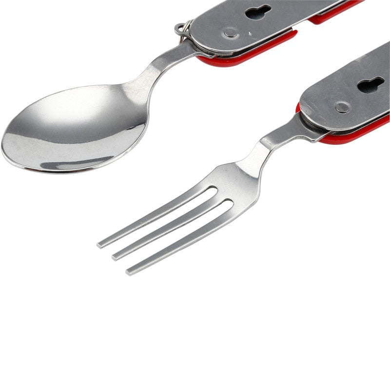 4 In 1 Camping Cutlery Set Foldable Outdoor Utensil Tool
