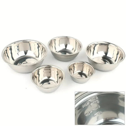 5 Piece Stainless Steel Mixing Bowl Set with Measuring Marks