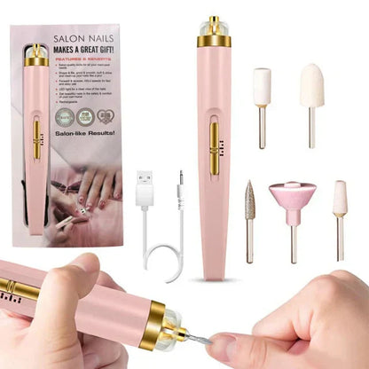 5 in 1 Electric Nail Polisher Portable Manicure and Pedicure Tool with Light