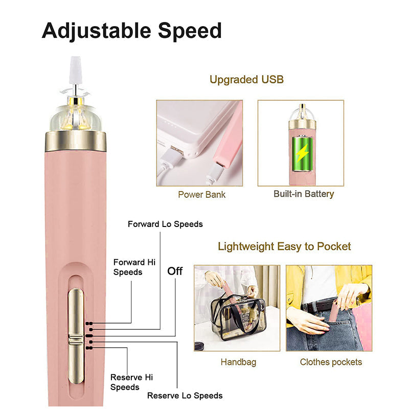 5 in 1 Electric Nail Polisher Portable Manicure and Pedicure Tool with Light