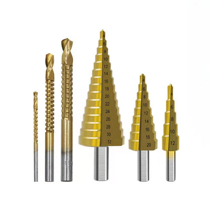6-Piece Titanium Drill Bit Set – Precision Drilling for Metal, Wood & More