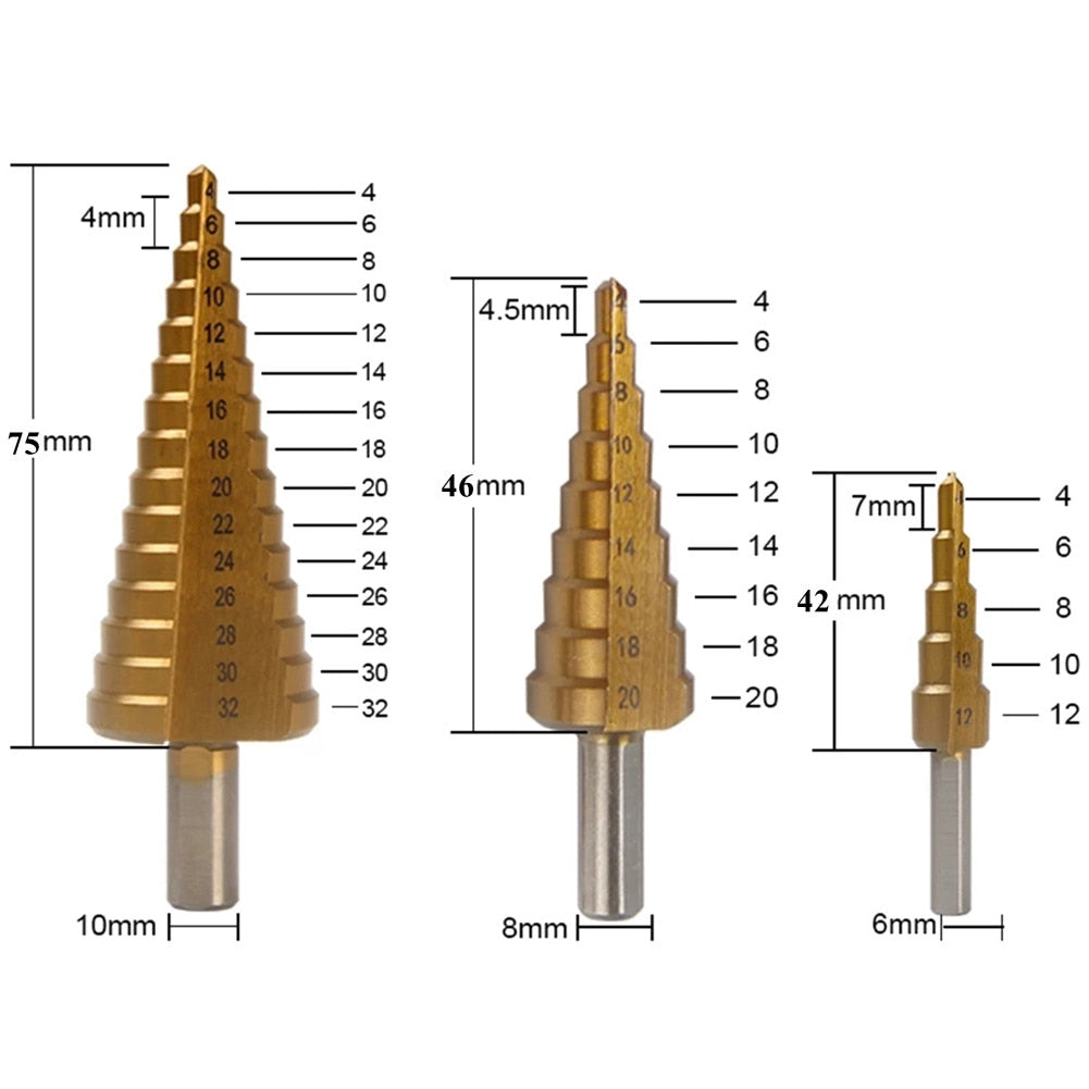 6-Piece Titanium Drill Bit Set – Precision Drilling for Metal, Wood & More