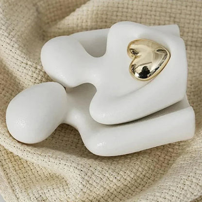 Abstract Gold Heart Sculpture for Home Decor and Living Room Accent