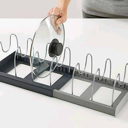 Adjustable Pot Rack Kitchen Organizer Space Saving Pan Holder