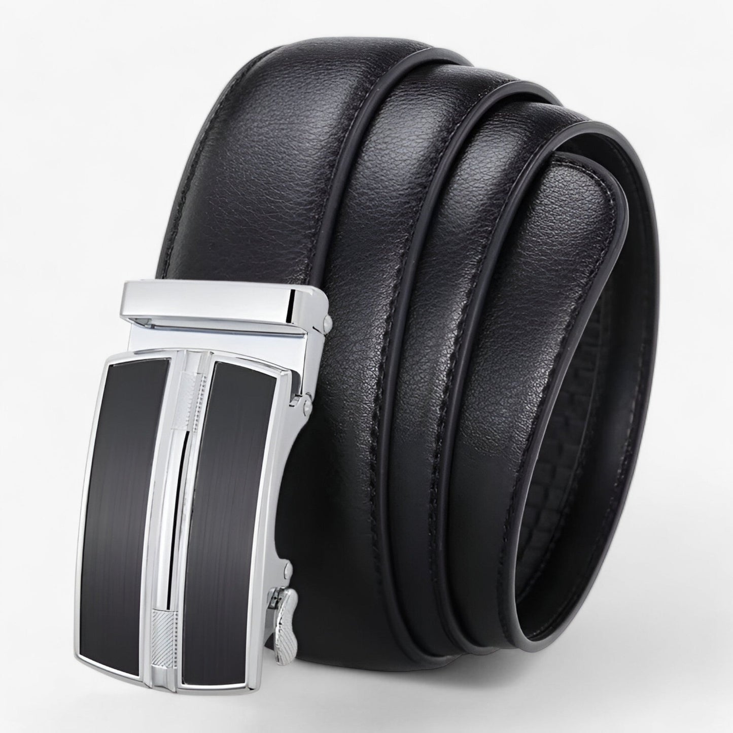Automatic Buckle Genuine Leather Belt Mens Elegant Business Waist Strap