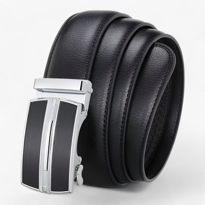 Automatic Buckle Genuine Leather Belt Mens Elegant Business Waist Strap