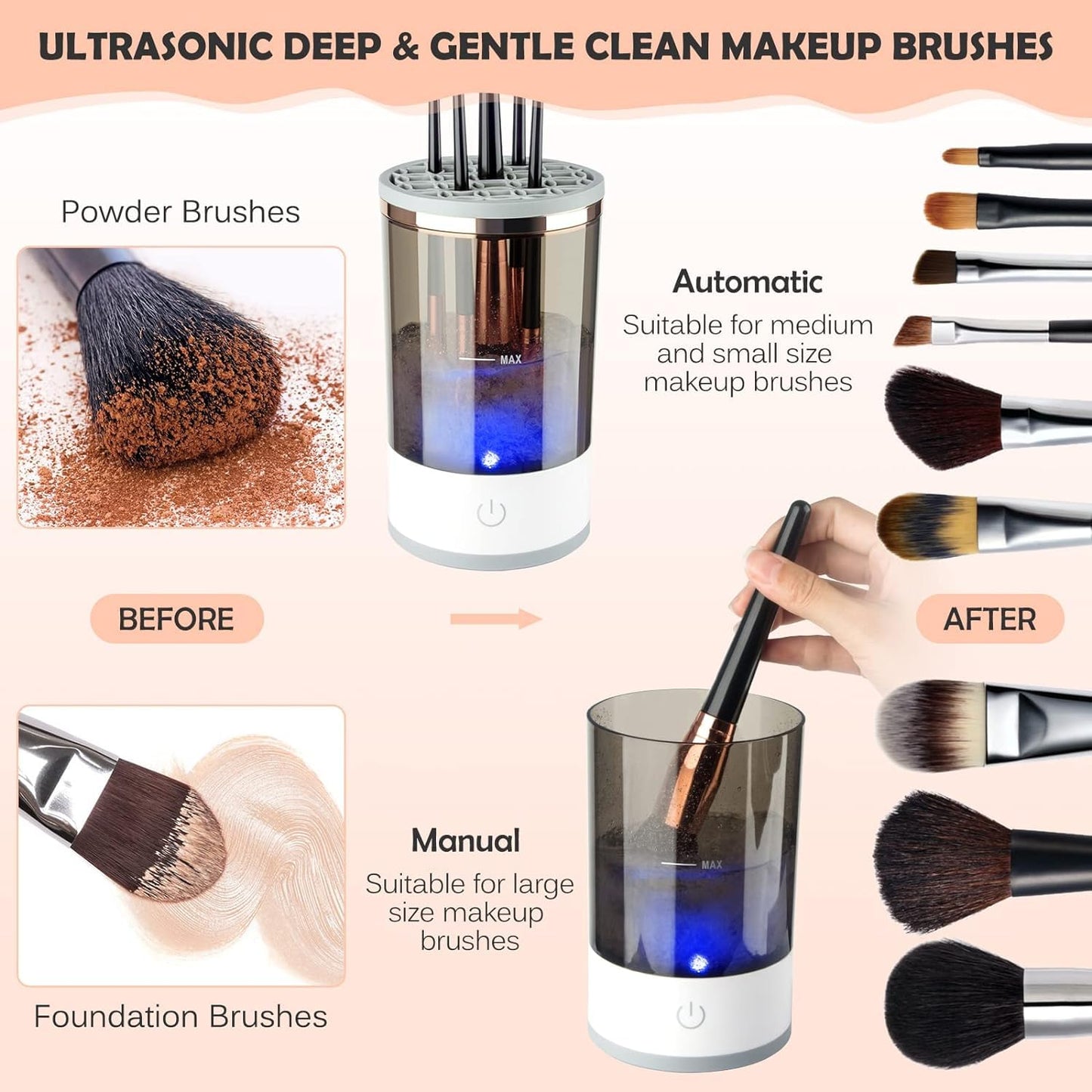 Automatic Makeup Brush Cleaner Electric Rotating Clean Dryer Tool