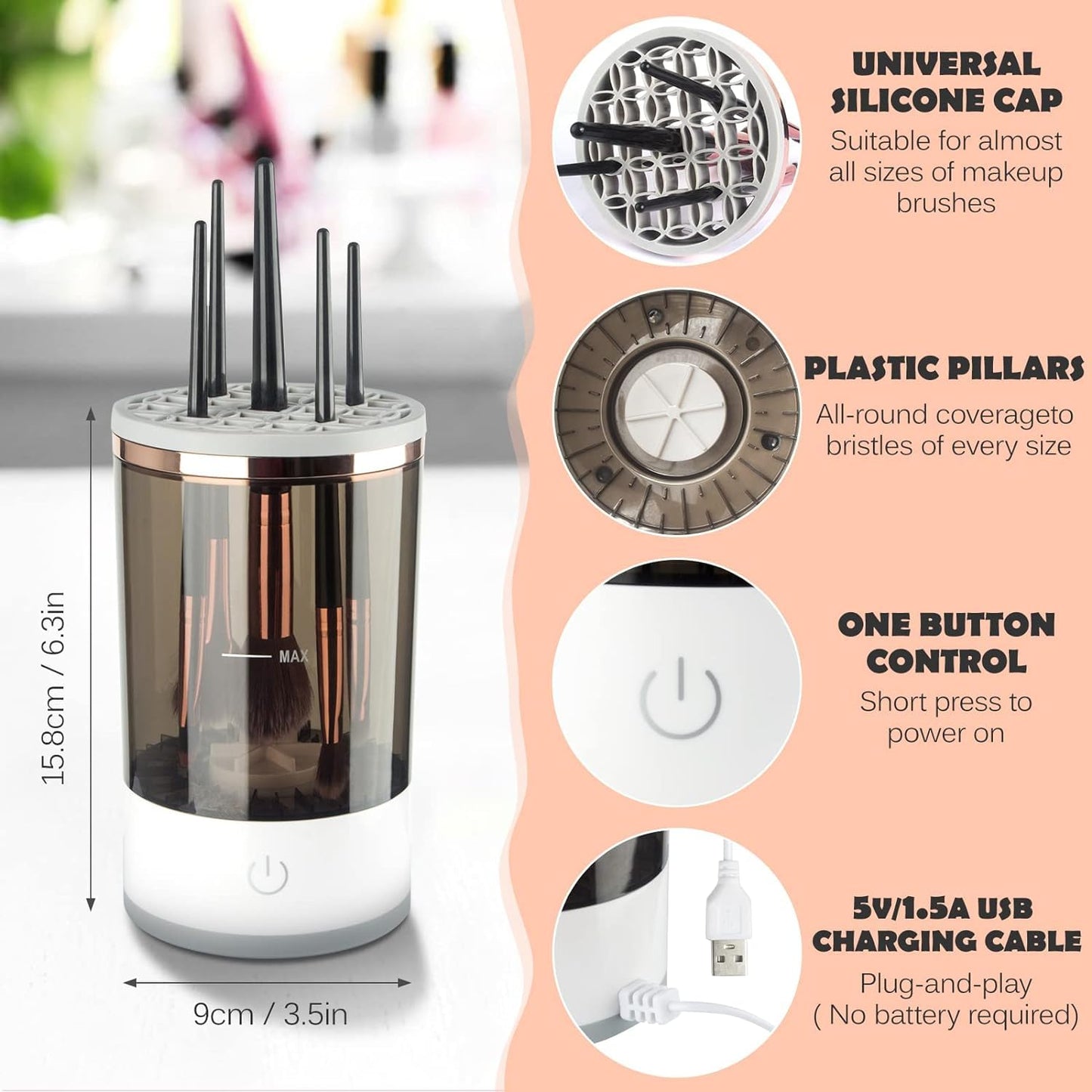 Automatic Makeup Brush Cleaner Electric Rotating Clean Dryer Tool