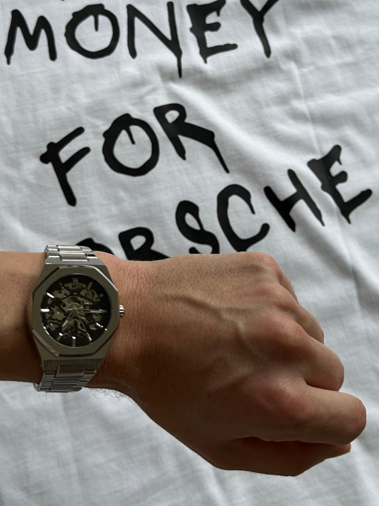 Automatic Mens Watch Stainless Steel Waterproof Skeleton Wristwatch