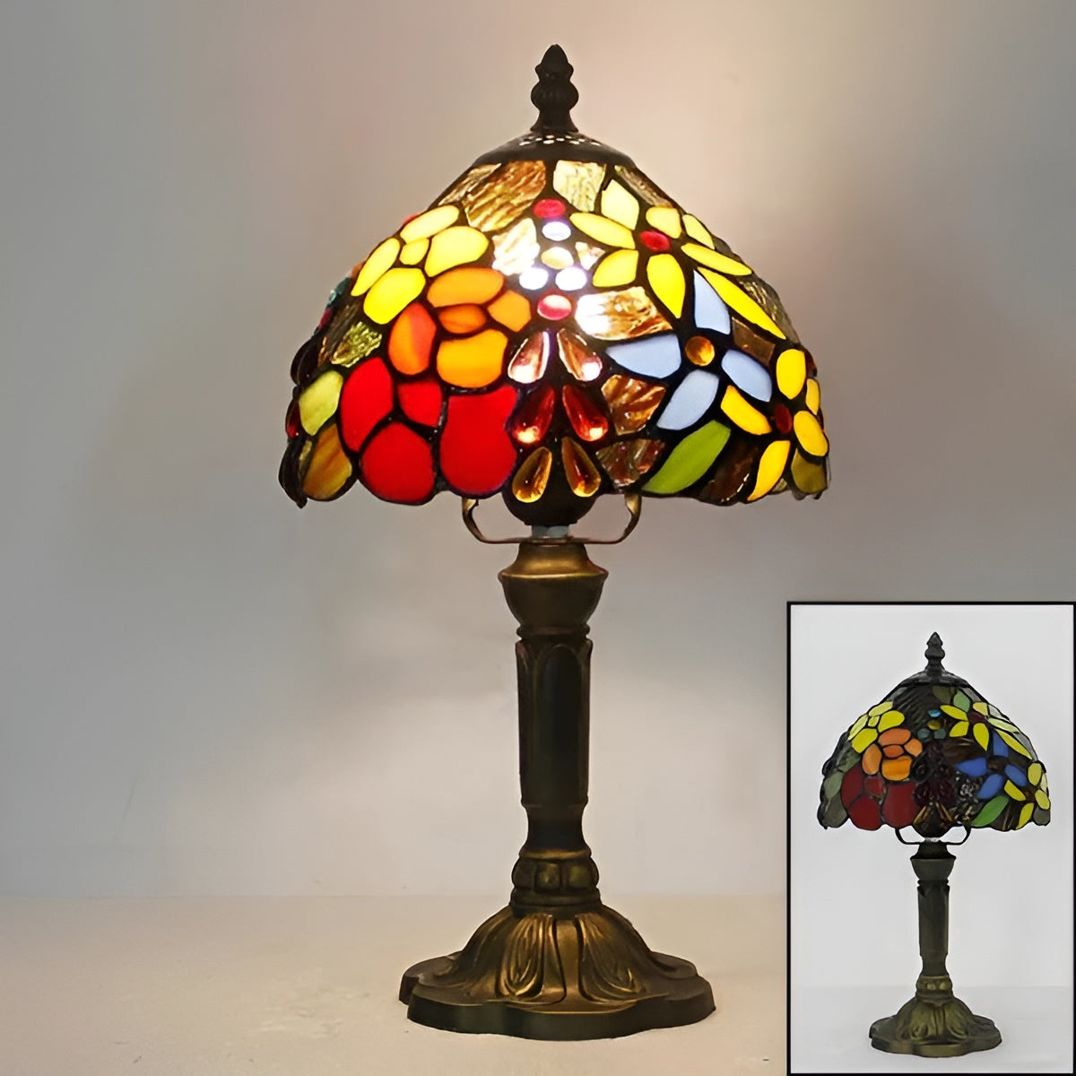 Baroque Tiffany Glass Table Lamp Decorative Desk Lighting