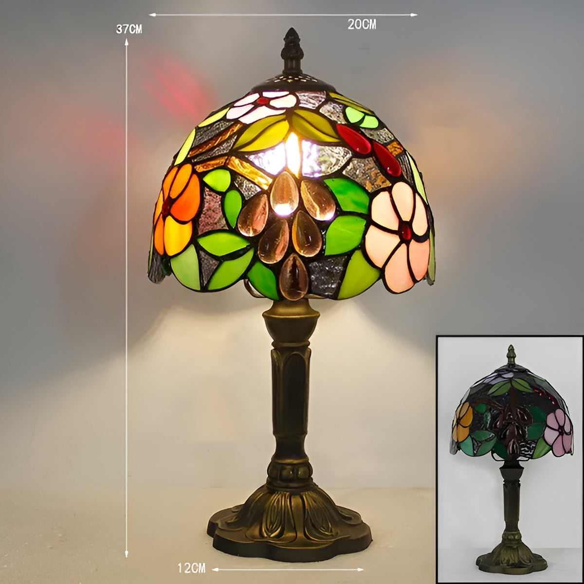 Baroque Tiffany Glass Table Lamp Decorative Desk Lighting