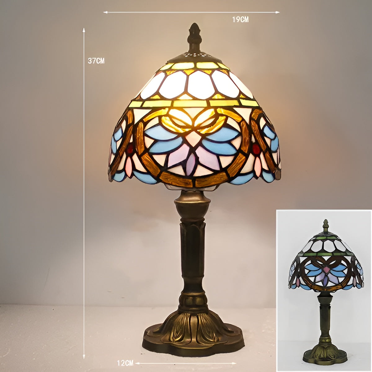 Baroque Tiffany Glass Table Lamp Decorative Desk Lighting