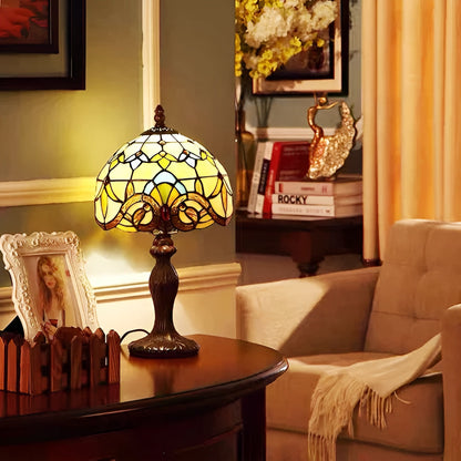 Baroque Tiffany Glass Table Lamp Decorative Desk Lighting