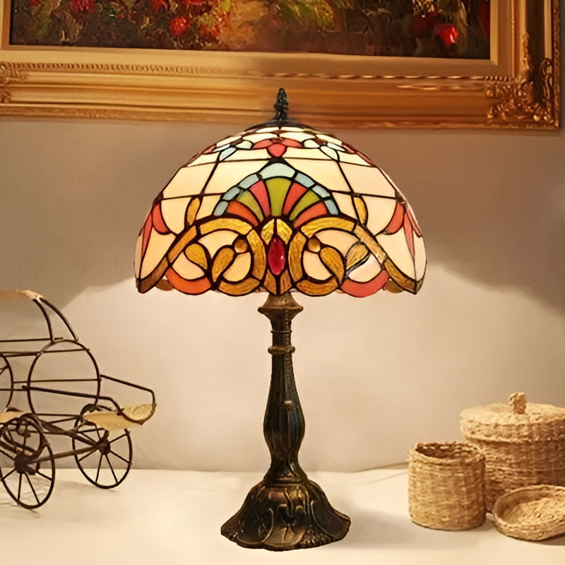 Baroque Tiffany Glass Table Lamp Decorative Desk Lighting