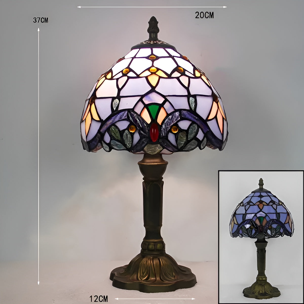 Baroque Tiffany Glass Table Lamp Decorative Desk Lighting