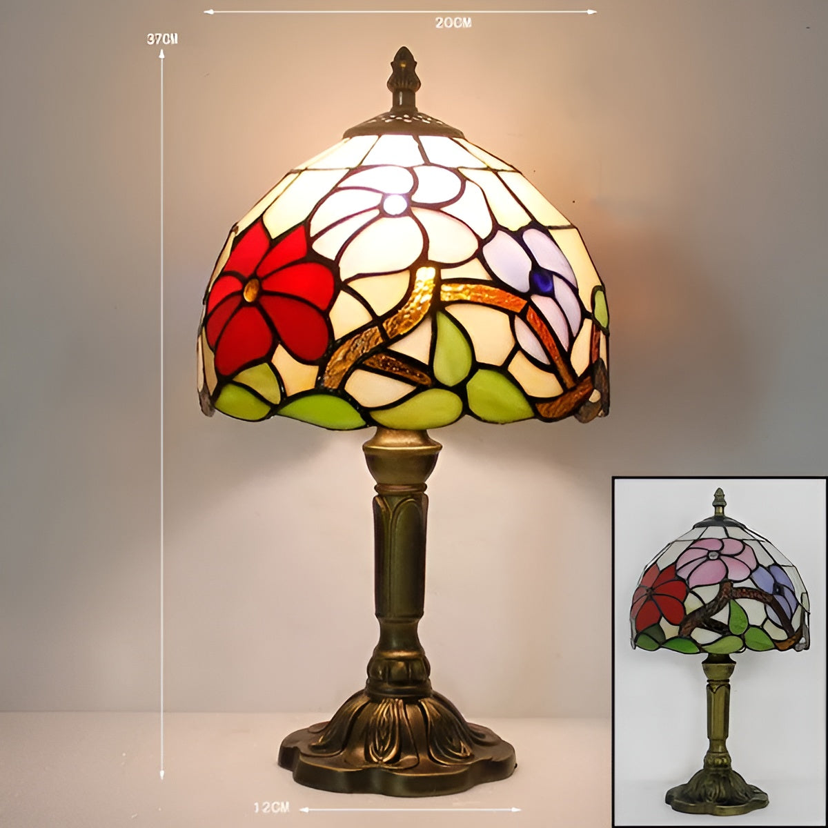 Baroque Tiffany Glass Table Lamp Decorative Desk Lighting