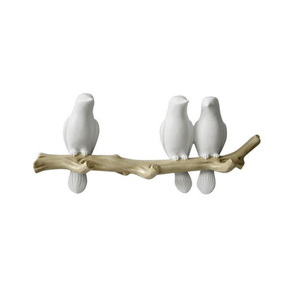 Bird Wall Coat Rack Decorative Resin Hanging Hooks