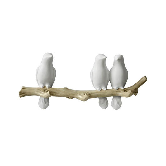 Bird Wall Coat Rack Decorative Resin Hanging Hooks