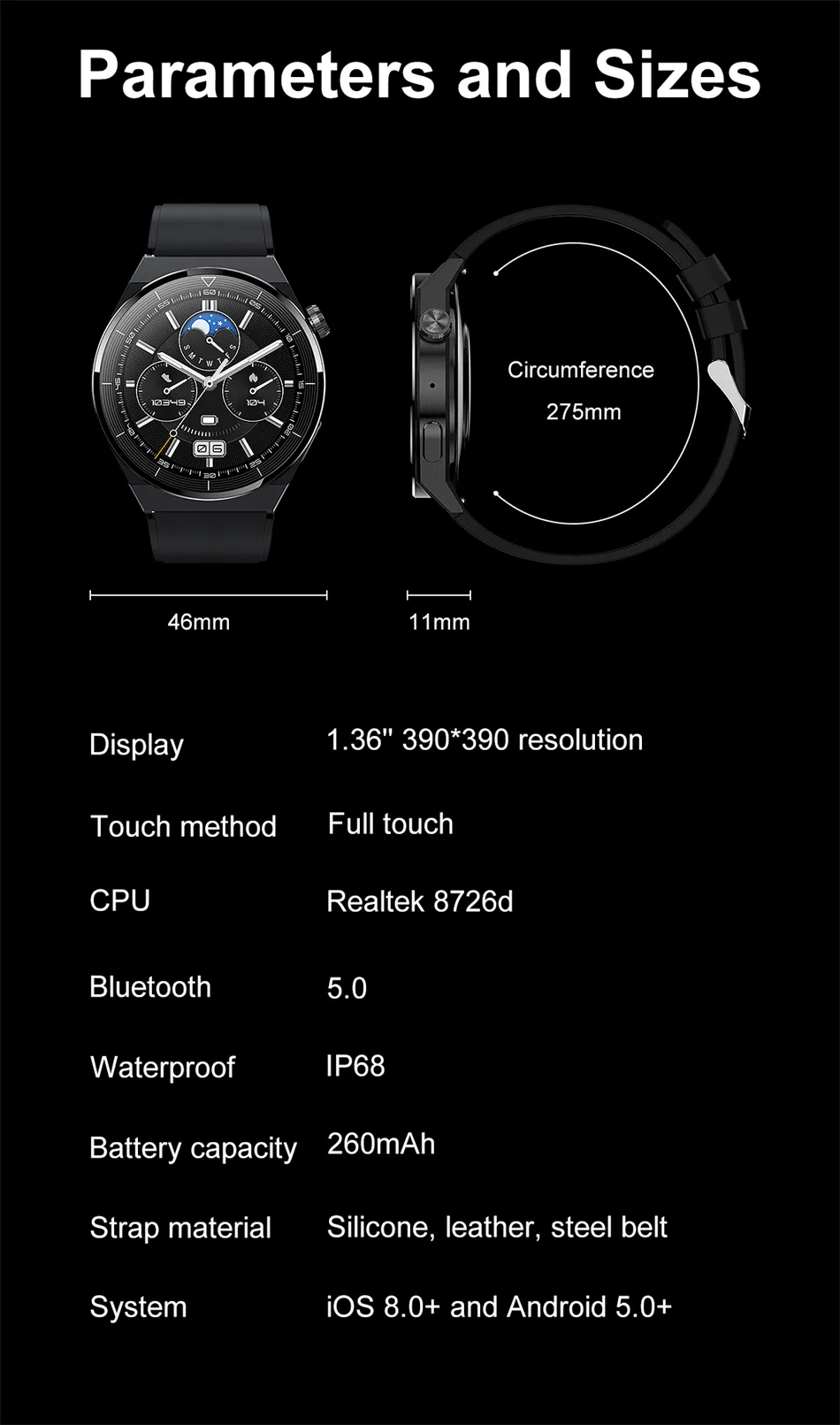 Bluetooth Calling Smartwatch Fitness Tracker Touchscreen Watch