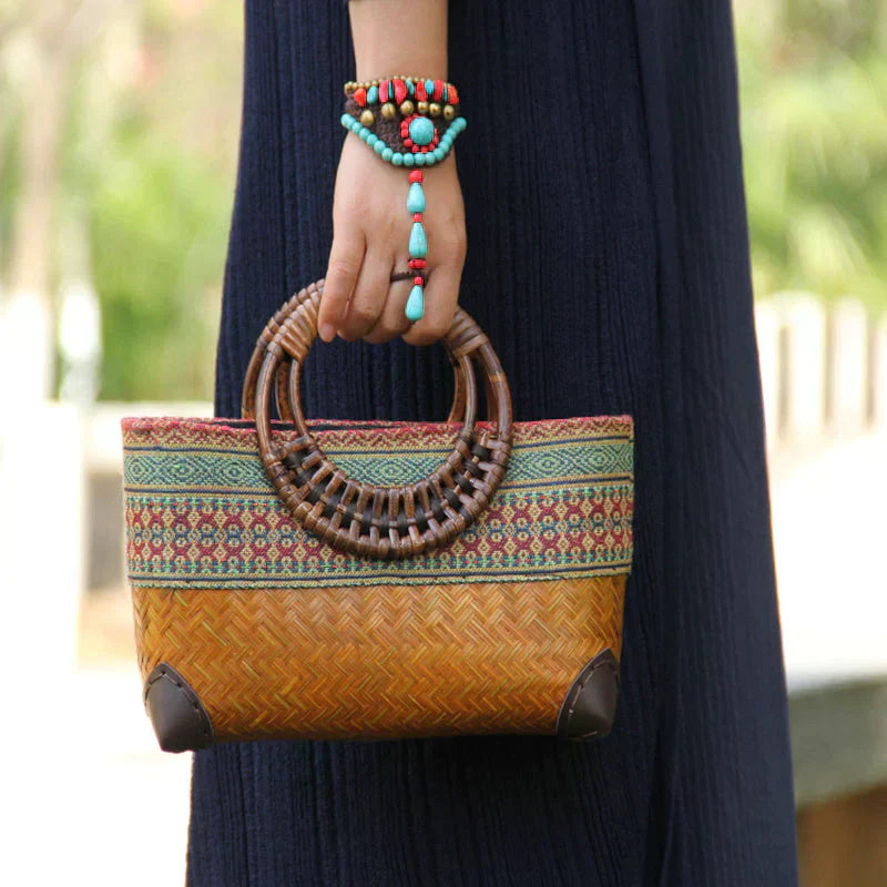 Bohemian Straw Shoulder Bag Handmade Beach Crossbody Tote