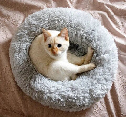 Calming Dog Cat Bed Soft Plush Round Pet Bed Raised Edge