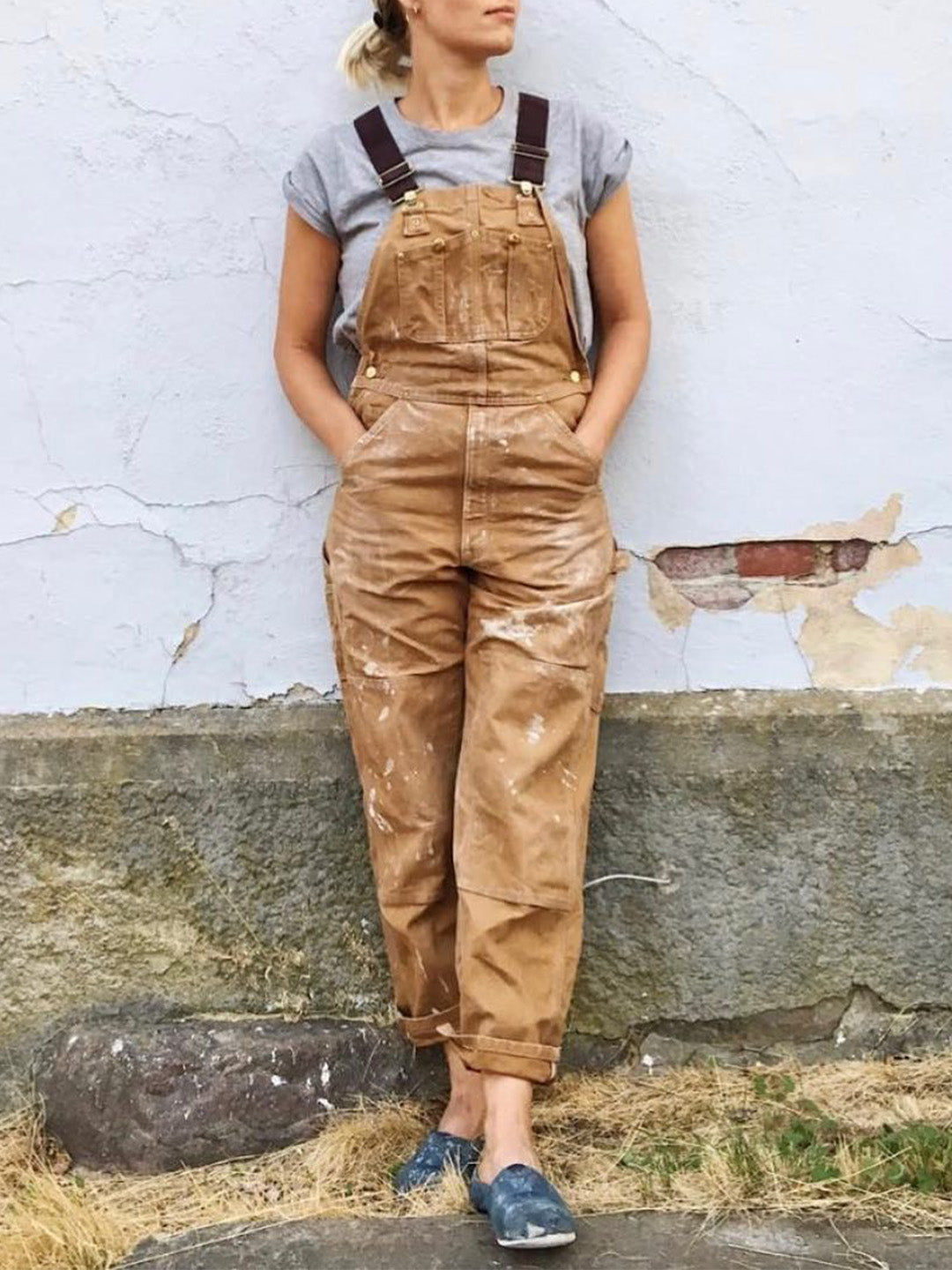 Canvas Work Overalls Mens Utility Dungarees Adjustable Bib Pants