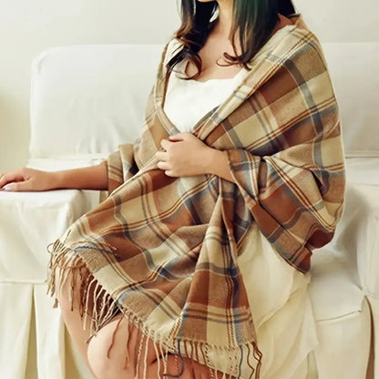 Cashmere Winter Scarf Soft Warm Plaid Womens Fashion Shawl