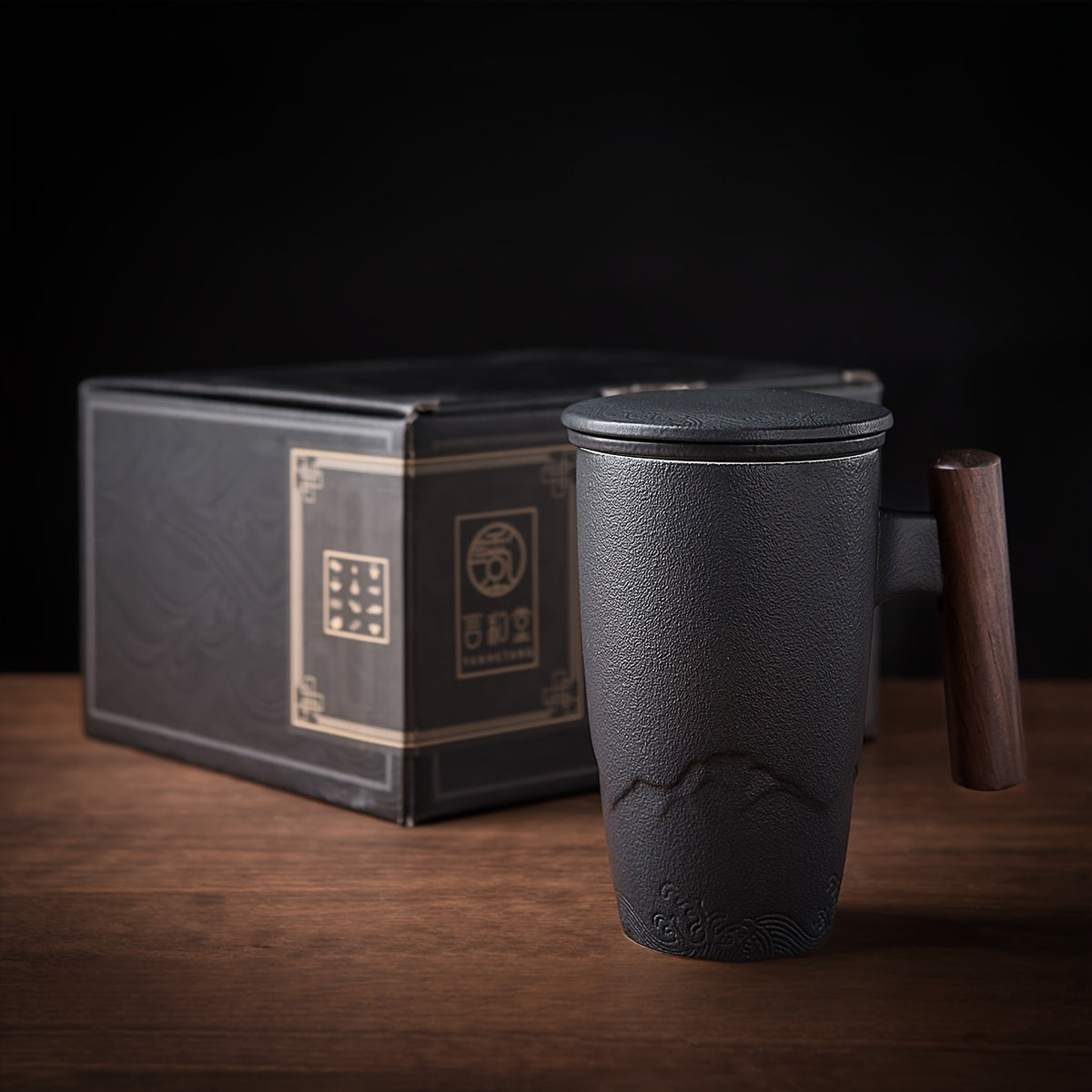 Ceramic Tea Mug with Infuser and Lid Handmade Tea Cup Wooden Handle Loose Leaf Tea Mug UK US AU