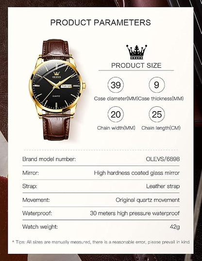 Classic Waterproof Leather Strap Mens Watch