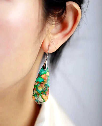 Colorful Jasper Earrings Handmade Sterling Silver