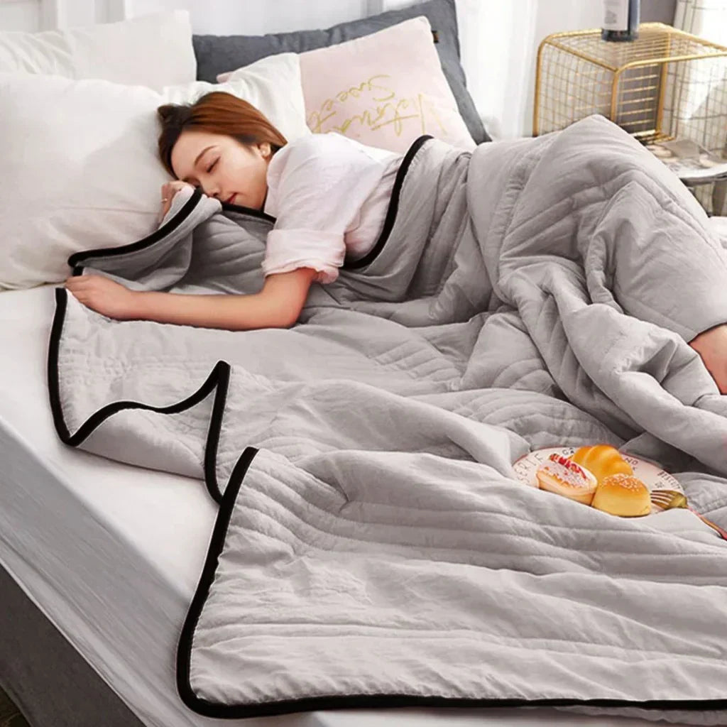 Cooling Summer Blanket Breathable Lightweight Cotton Bamboo Throw