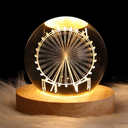 Crystal Light Ball | Rotating 3D Moon and Planet LED Table Lamp