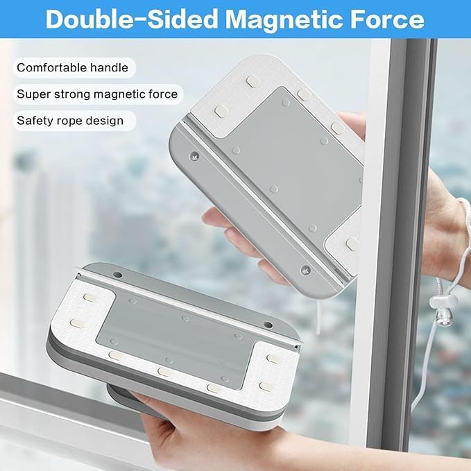 Double-Sided Magnetic Window Cleaner with Safety Rope for Streak-Free Glass