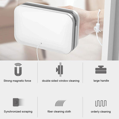 Double-Sided Magnetic Window Cleaner with Safety Rope for Streak-Free Glass